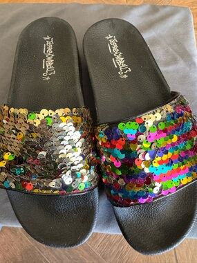Jeffrey Campbell Multicolor Sequin Slide Sandals